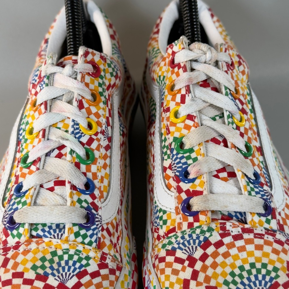 Vans Old Skool Platform Pride Womens 7.5 7 1/2 Rainbow All Over Skate‎ Shoe Lace - Picture 4 of 16